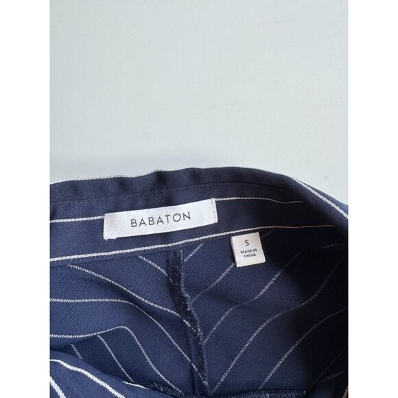 Aritzia BABATON Kearney Navy Striped Matte Satin Button-Up Shirt, Size S - Picture 9 of 11